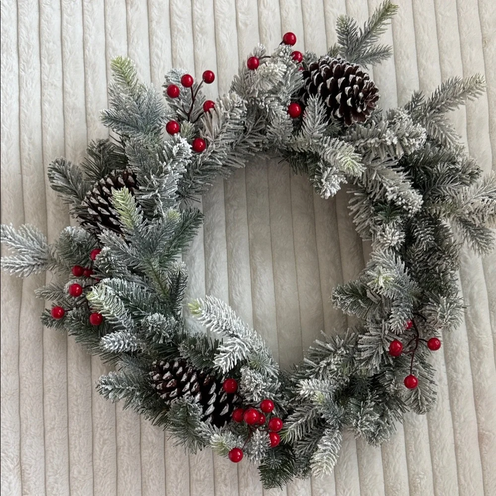 Festive Holiday Wreath with Red Accents
